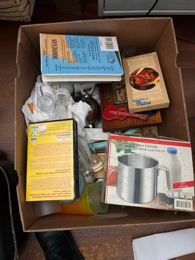 Doos vol diverse rommelmarkt spullen, Ophalen, Gebruikt