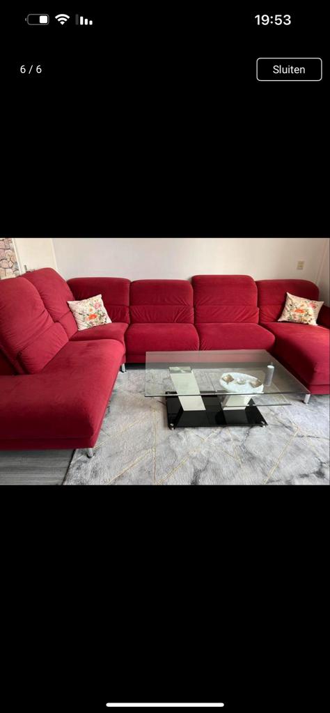 Mooie rode bankstel (musterring), Huis en Inrichting, Ophalen of Verzenden, Zo goed als nieuw, 75 tot 100 cm