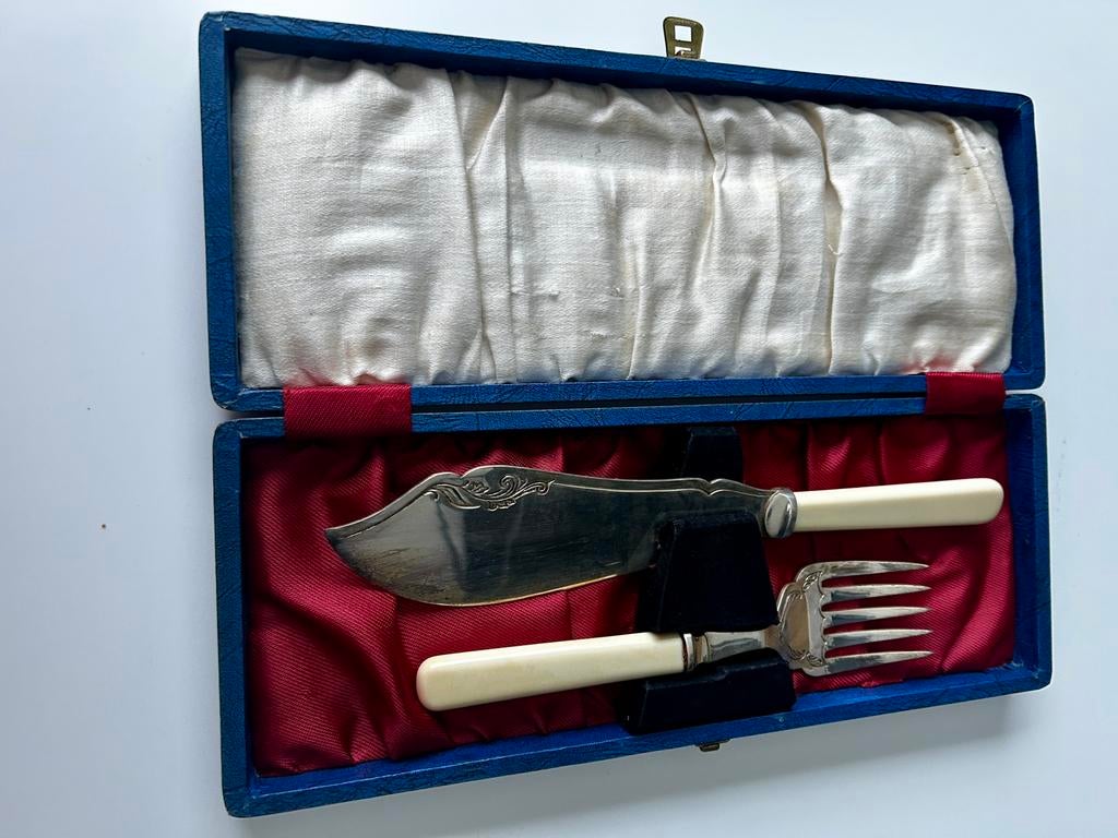 Antiek Engels vis-serveerbestek - EPNS Sheffield - ca. 1900, Ophalen of Verzenden
