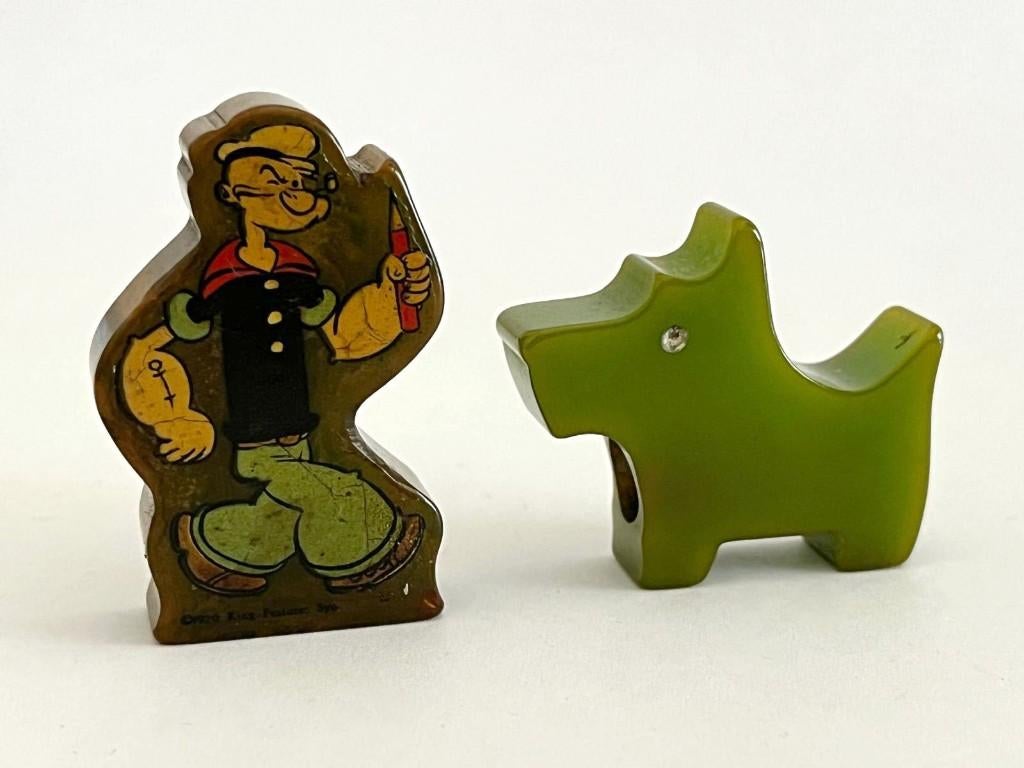 Popeye & Scottie Dog Punten splijper in Bakeliet/Catalin, Antiek en Kunst, Verzenden