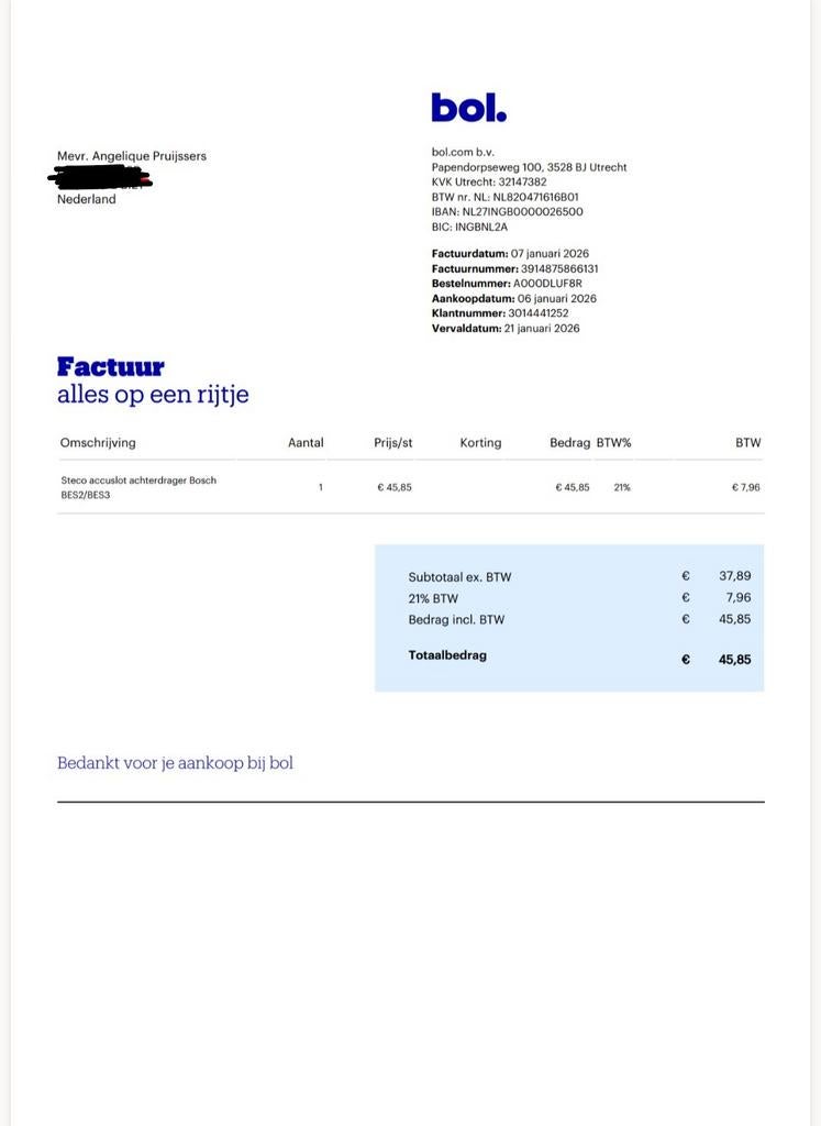 Steco Accuslot Bosch BES3 Achterdrager, Ophalen of Verzenden, Nieuw, Overige typen, Steco