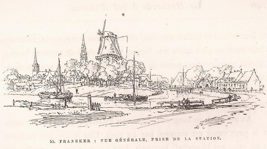 Franeker : Vue générale, prise de la station. ca. 1880 houtg, Antiek en Kunst, Ophalen of Verzenden