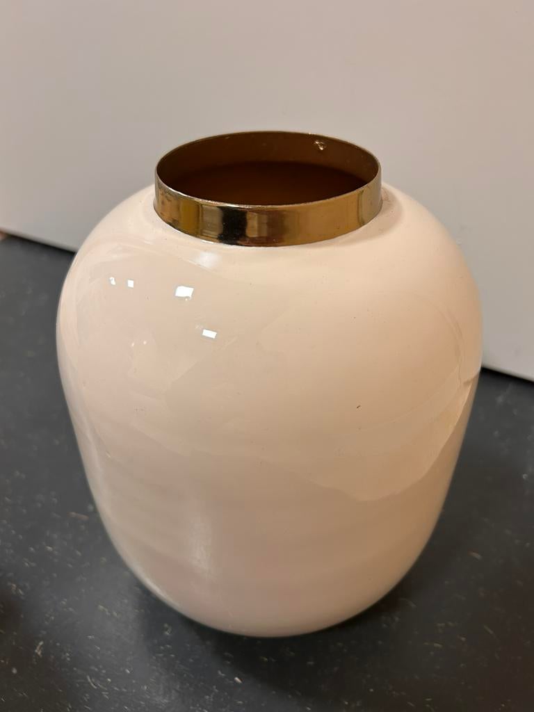 Vaas Madras creme goud Countryfield, Overige materialen, Wit, Ophalen of Verzenden, Zo goed als nieuw