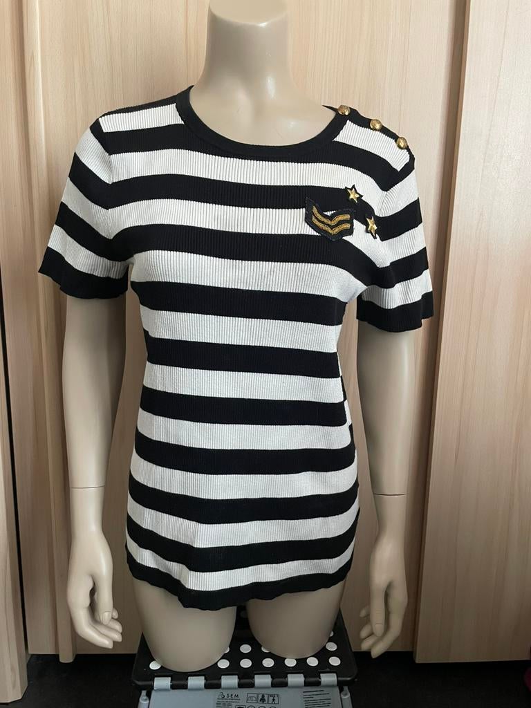 Ralph lauren trui bretonse strepen wit zwart goud 38 m, Kleding | Dames, Truien en Vesten, Gedragen, Maat 38/40 (M), Wit, Ophalen of Verzenden