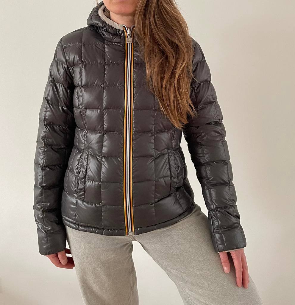 K-Way Lily thermo reversible donsjas jack omkeerbaar S M, Ophalen of Verzenden, Maat 36 (S), Grijs, Gedragen