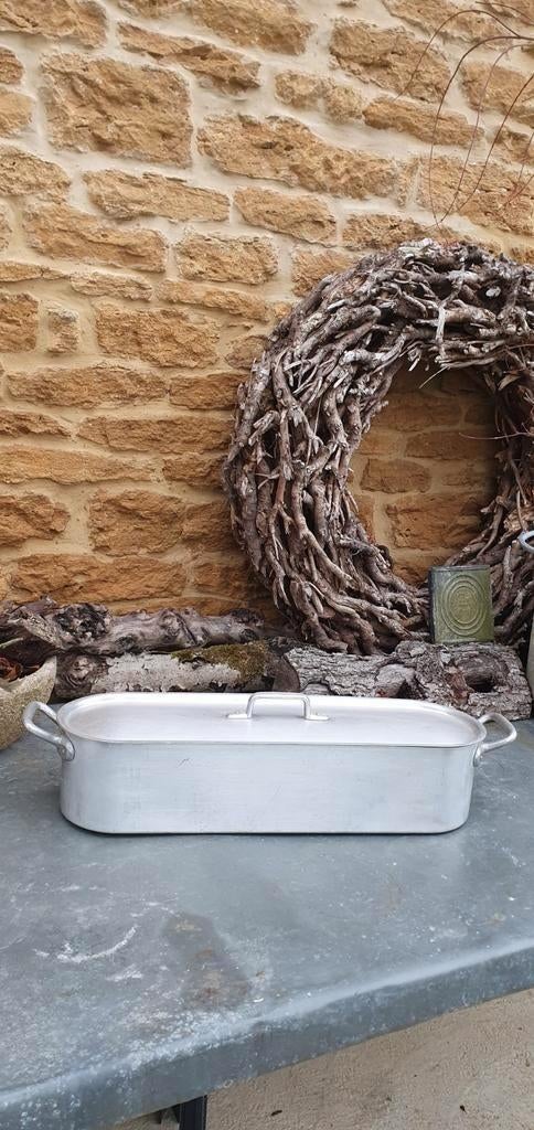 Frans aluminium  lange vispan pocheerpan, Huis en Inrichting, Ophalen of Verzenden, Zo goed als nieuw, Rvs