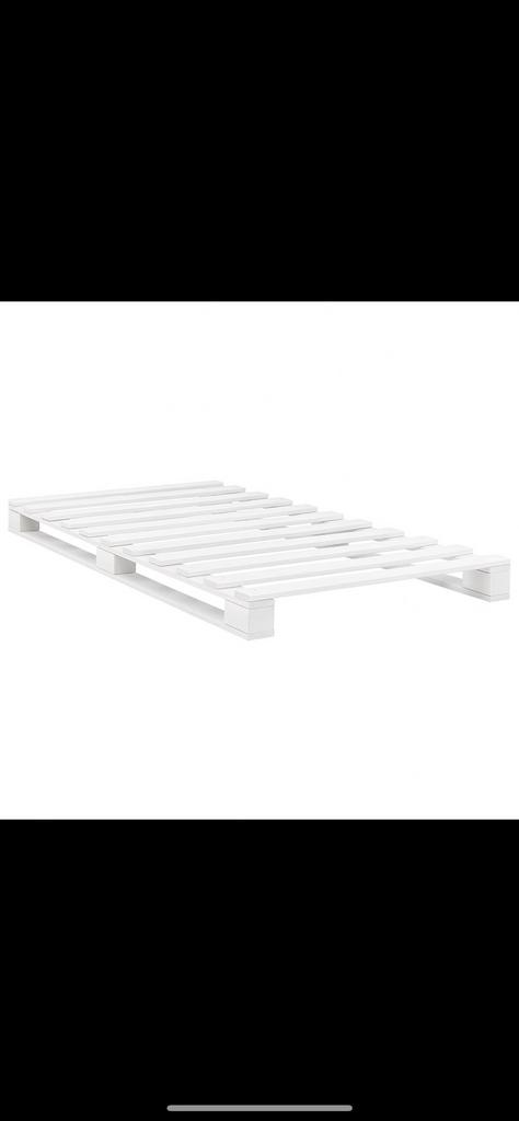 2 stuks pallet bed- bedframe hout wit- futon 90x200 180x200, Ophalen, 90 cm, Eenpersoons, Wit