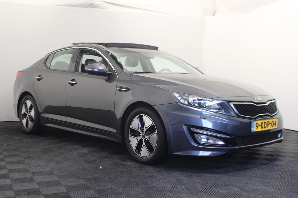 Kia Optima 2.0 CVVT Hybrid Super Pack |Pano|Stoelverw.|, Auto's, Euro 5, Gebruikt, Zwart, 4 cilinders