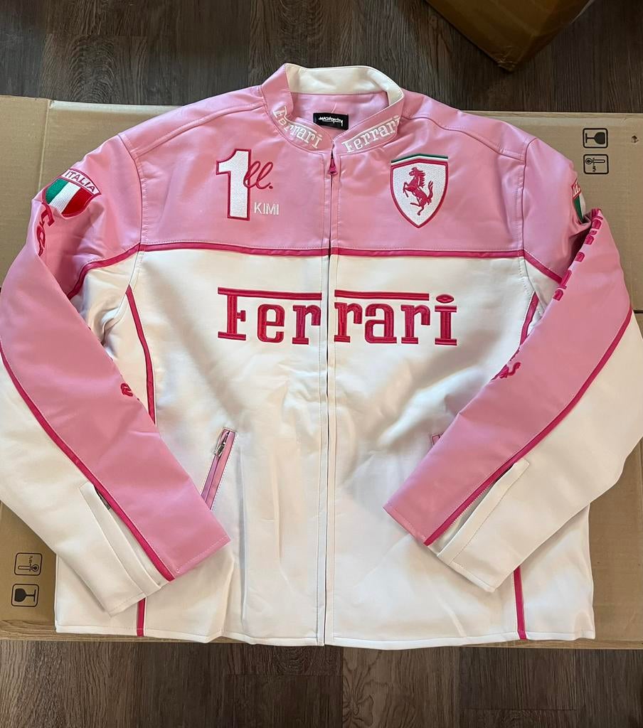 Pink Ferrari Racing Jas (Maat XL) Leder Look Edition, Ophalen of Verzenden, Zo goed als nieuw, Maat 56/58 (XL), Roze