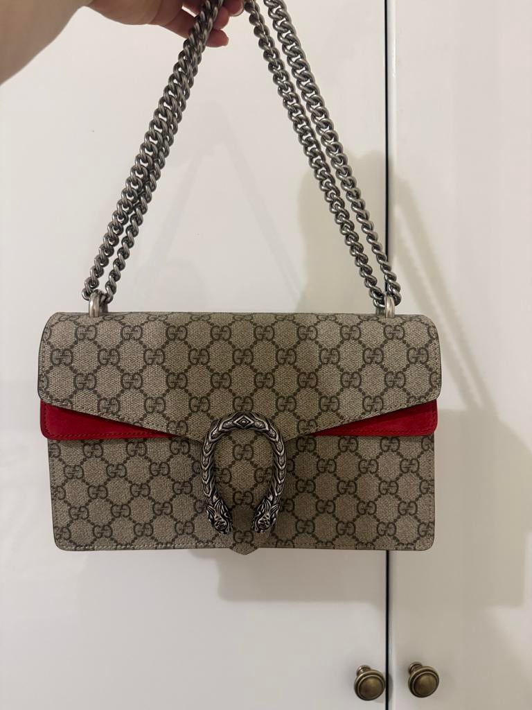 Gucci Dionysus Schoudertas Nieuw  - Beige/Rood, Sieraden, Tassen en Uiterlijk, Tassen | Damestassen, Ophalen, Zo goed als nieuw