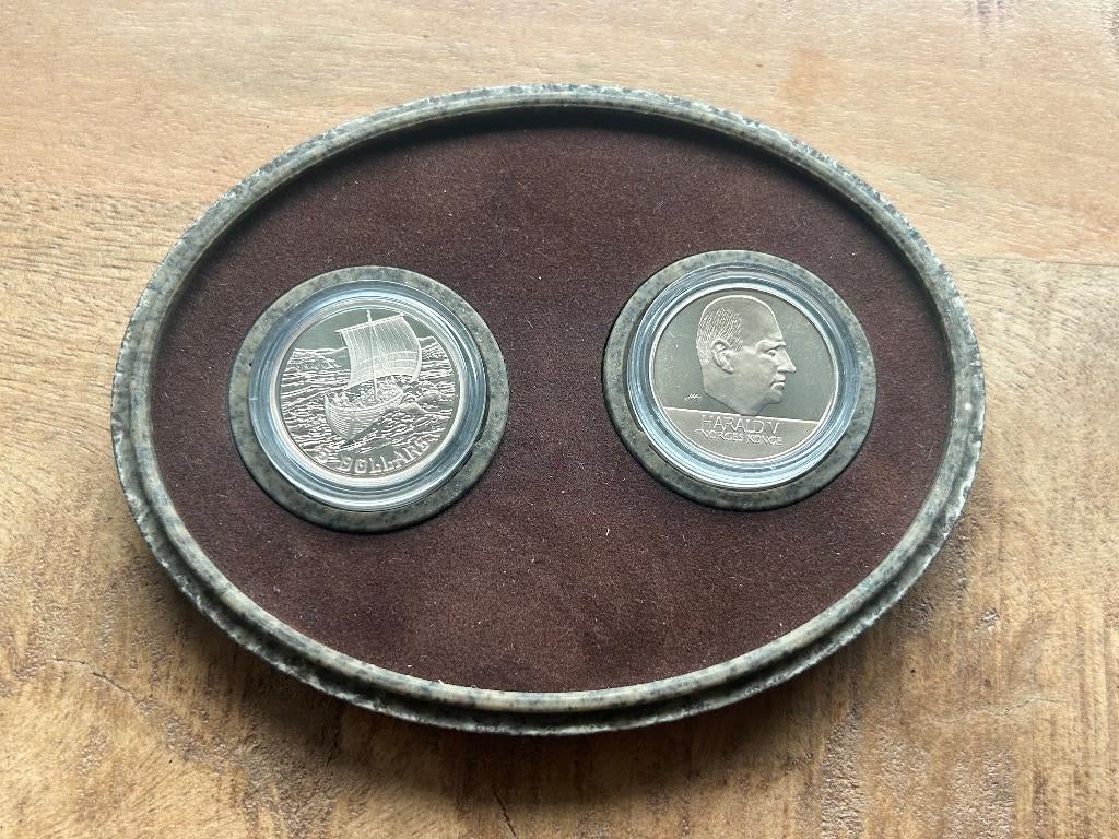 Viking Settlement munten 5 dollar canada + 20 kronen, Ophalen of Verzenden, Noord-Amerika