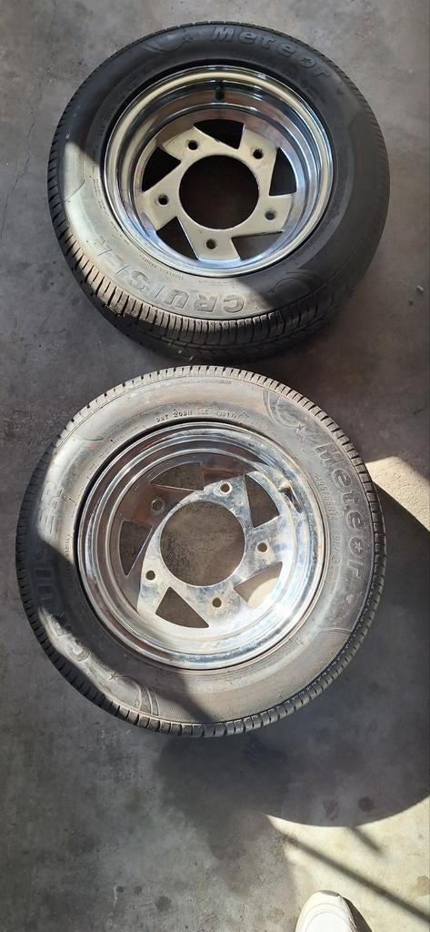 Vw kever Us blade wheels chrome 5 gaats Met nog nieuwe bande, Ophalen, Zo goed als nieuw