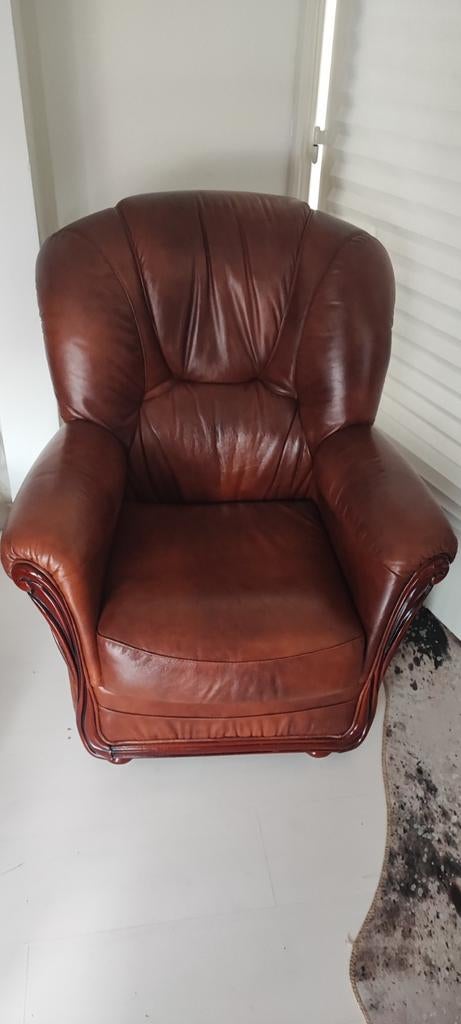 Oor fauteuil, Huis en Inrichting, Fauteuils, Ophalen, Zo goed als nieuw, 50 tot 75 cm, Leer