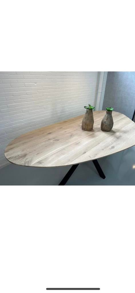 Nieuw Organische eikenhouten eettafel 210 incl kruispoot, Ophalen, Eikenhout, 50 tot 100 cm, Vijf personen of meer