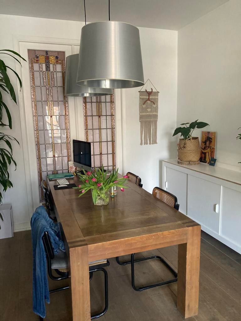 Twee zilverkleurige lampenkappen, Gebruikt, 25 tot 50 cm, Rond, Ophalen of Verzenden