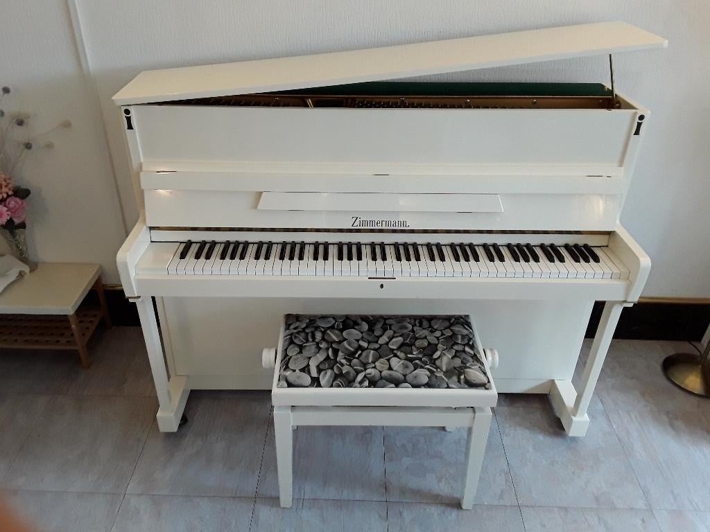 Zimmermann - Luxe versie - Vleugelklep piano - Wit & messing, Ophalen, Gebruikt, Wit, Piano