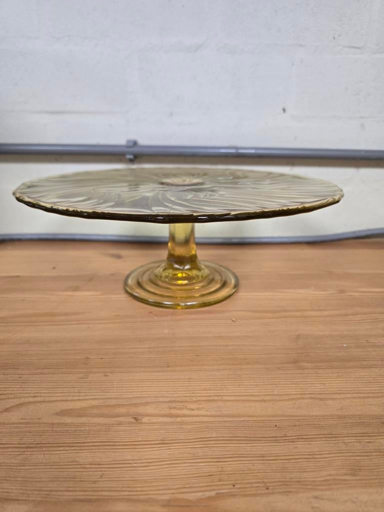 Vintage Taartplateau - Prachtige Amberkleur, Antiek en Kunst, Ophalen of Verzenden