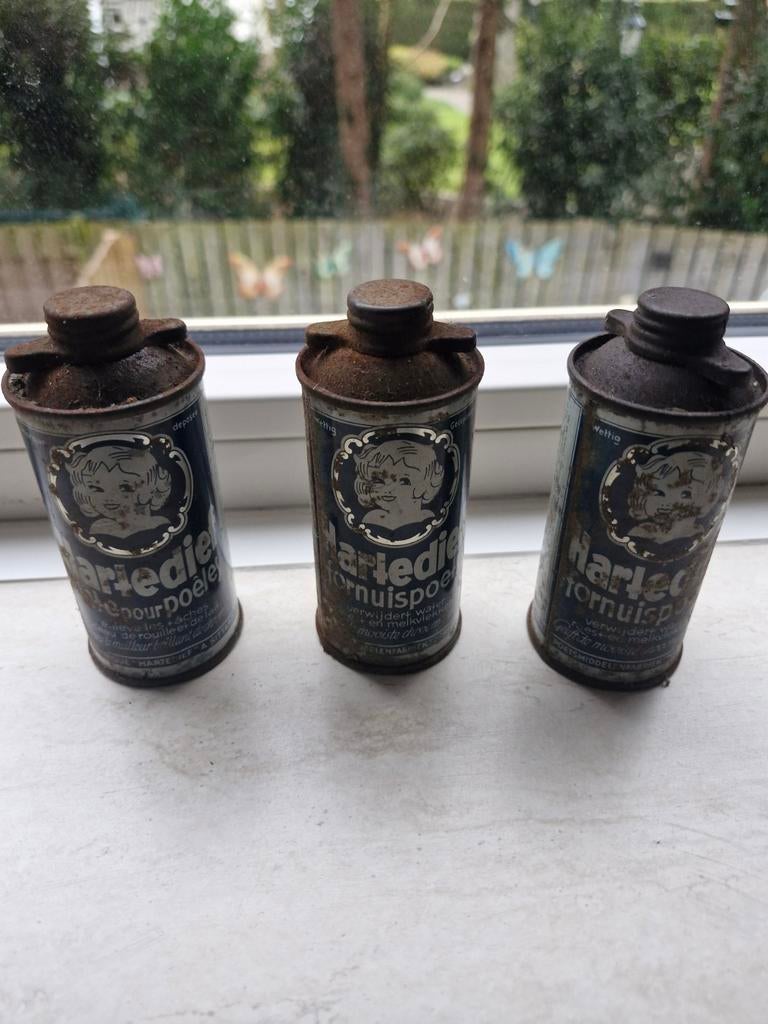 antieke Harledief fornpoeder blikjes, Ophalen of Verzenden
