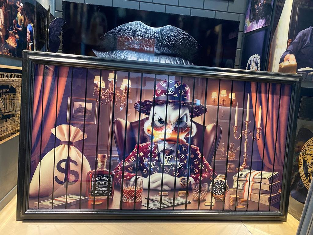 Rijke Dagobert Duck Kunstwerk - 185x105 cm, Antiek en Kunst, Kunst | Schilderijen | Modern, Ophalen of Verzenden