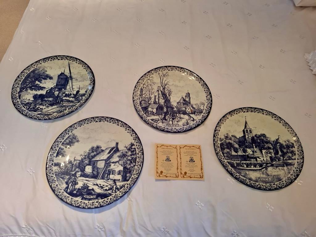 4 Originele Chemkefa Delfts Blauwe Seizoensborden, Antiek en Kunst, Ophalen