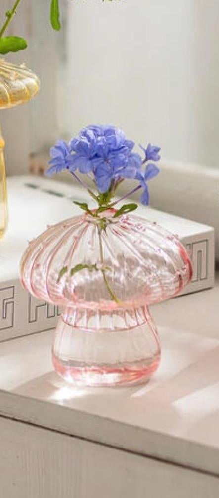 Glazen vaasje in paddenstoel vorm, Overige kleuren, Ophalen of Verzenden, Minder dan 50 cm, Glas