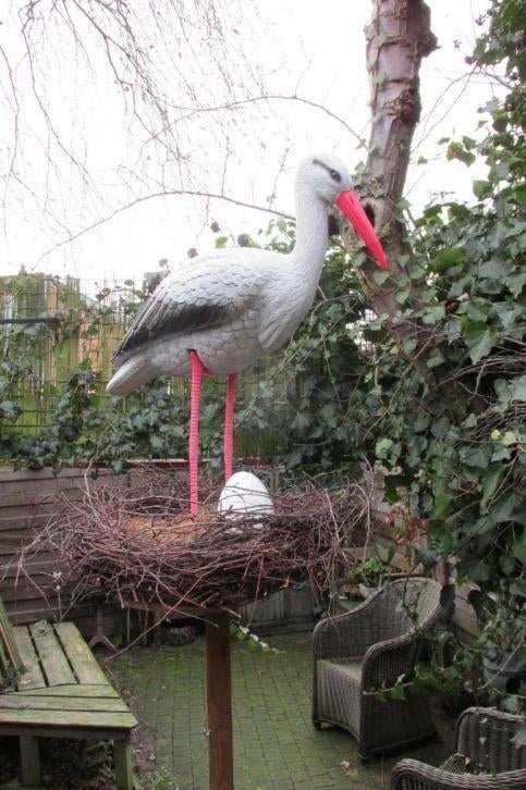 Ooievaar op nest (op paal + babypop - kraamperiode geboorte), Ophalen, Zo goed als nieuw, Geboorte of Huwelijk