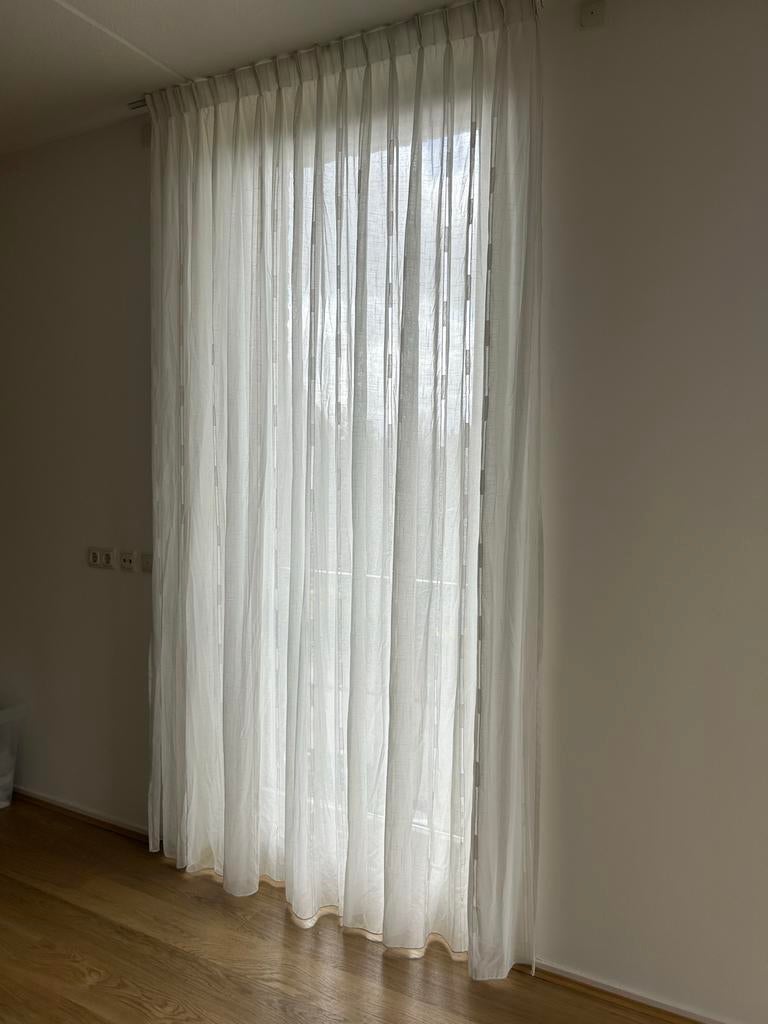Lichtdoorlatende glasgordijnen, Huis en Inrichting, Ophalen, Gebruikt, 100 tot 150 cm, 200 cm of meer