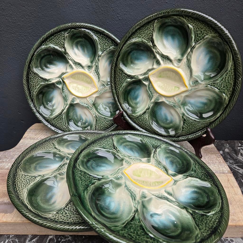 Antieke Franse Barbotine Oesterborden van St Clement, Antiek en Kunst, Ophalen of Verzenden