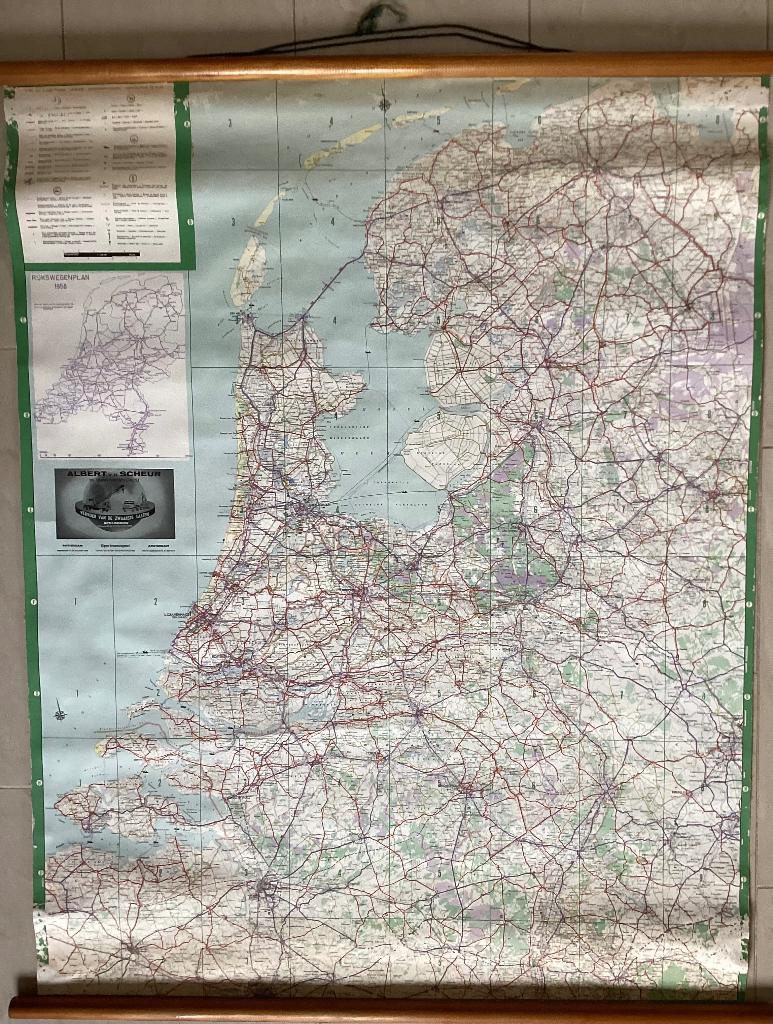 Oude wegenkaart 1958, Gelezen, Ophalen of Verzenden, Landkaart, 1800 tot 2000