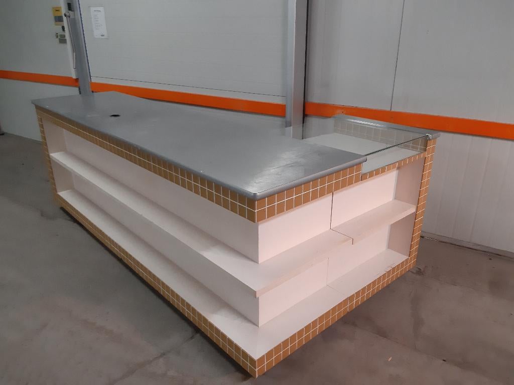 BBQ hoek meubel buitenkeuken  RVS blad / okergele tegeltjes, Ophalen of Verzenden, Zo goed als nieuw, Gas, Vrijstaand