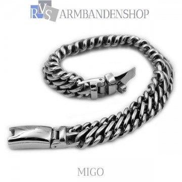 Rvs staal armband "Migo" heren of dames sieraad zilver RVS, Verzenden, Nieuw, Zilver, Staal