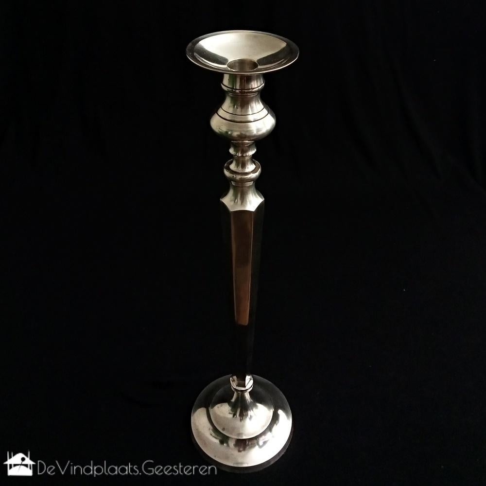 Luxe grote kandelaar zilvertin, Ophalen of Verzenden, Overige materialen