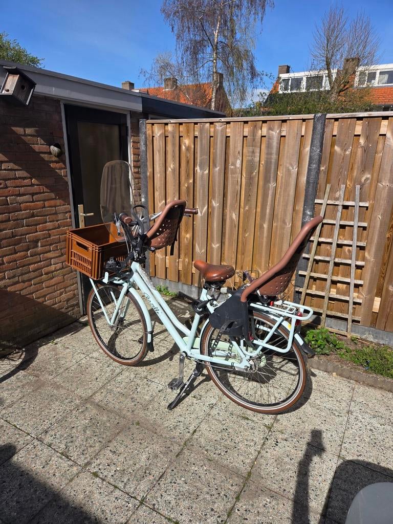 Gazelle Bloom moederfiets met 2 Yepp zitjes, windscherm, Fietsen en Brommers, Fietsen | Dames | Moederfietsen, Gebruikt, Gazelle