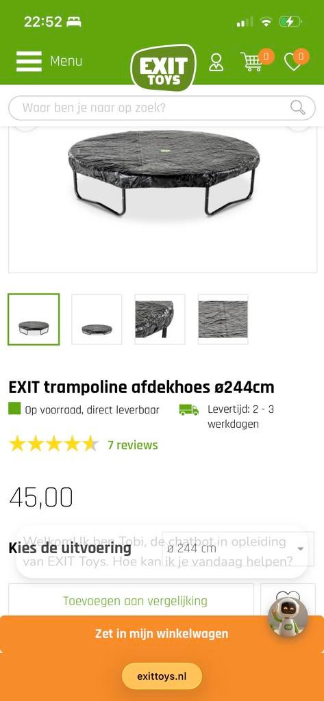 EXIT Toys trampoline afdekhoes ø244cm - Nieuw in doos, Ophalen of Verzenden, Nieuw, Overige typen, Aanbouwonderdeel