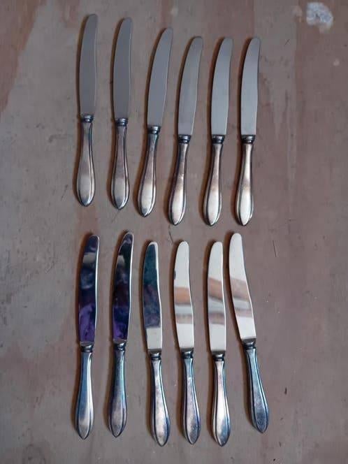 12 vintage oude messen verzilverd 90 nieuwpoort, Ophalen of Verzenden