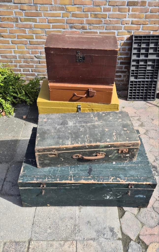 5  oude houten kisten los te koop of set, Ophalen, Minder dan 50 cm, Gebruikt, 50 tot 100 cm