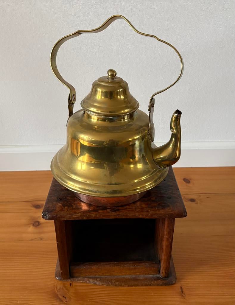 Antieke houten stoof met koperen ketel, Antiek en Kunst, Ophalen