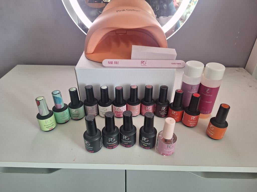 Pink Gellac set, Ophalen of Verzenden, Zo goed als nieuw, Overige kleuren, Handen en Nagels