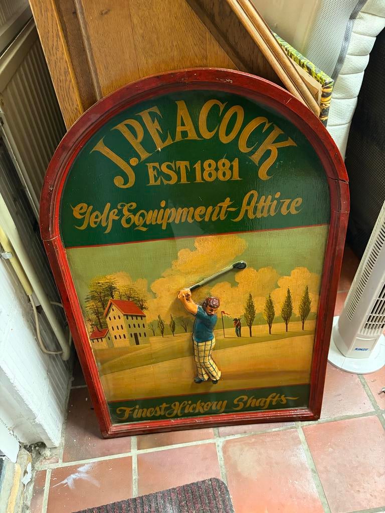 J. Peacock Golf Equipment Attire houten bord, Ophalen