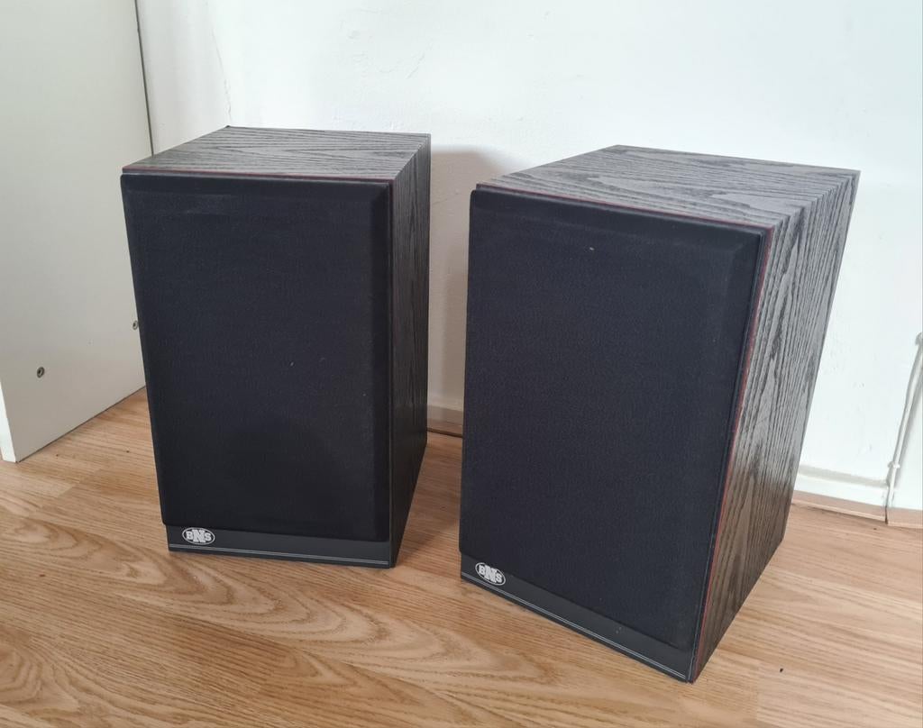 BNS E14 70 watt boekenplank luidsprekers / speakers - 80s, Gebruikt, 60 tot 120 watt, Front, Rear of Stereo speakers, Ophalen