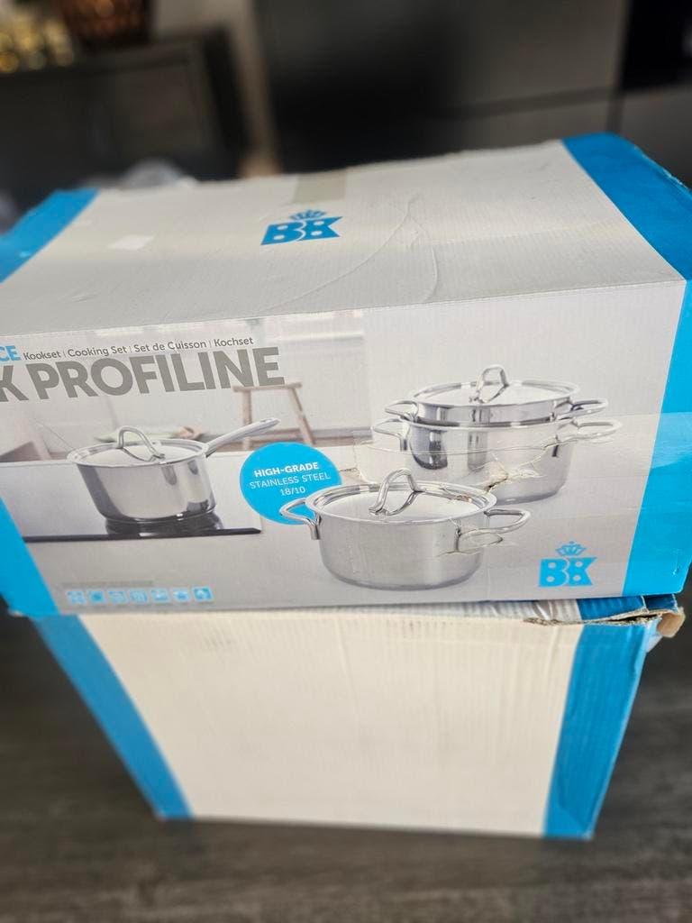 BK Profiline Pannenset 7-delig splinternieuw in doos., Nieuw, Pannenset, Ophalen of Verzenden, Rvs