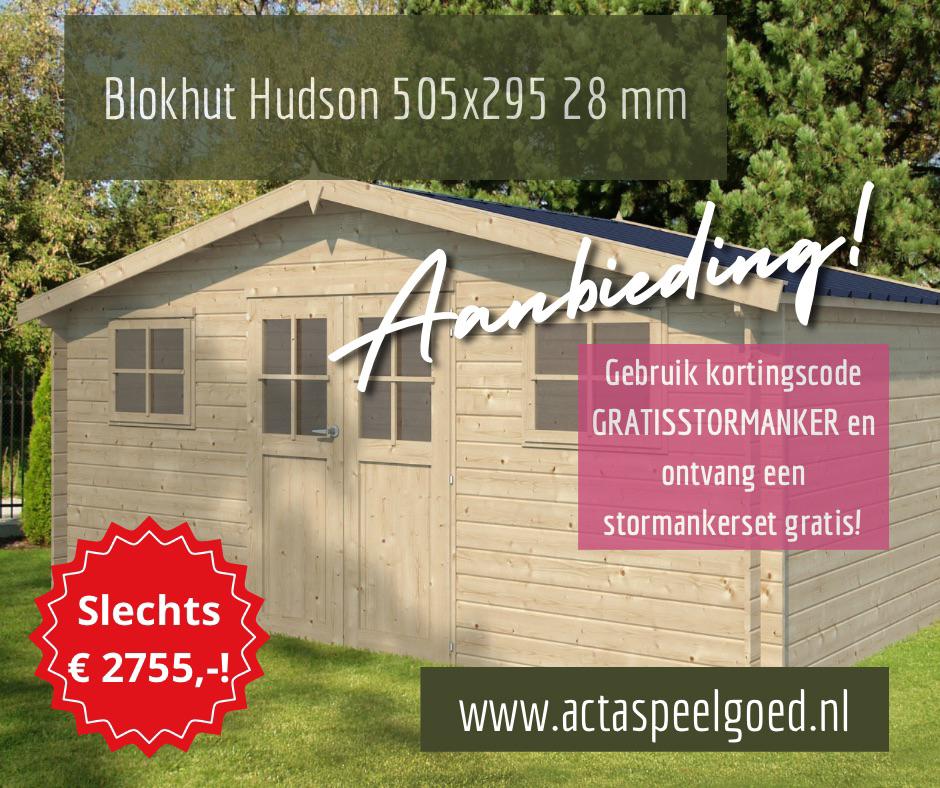 COMPLETE BLOKHUT Berging Tuinhuis Schuur Hudson 505x295, Ophalen of Verzenden, Nieuw, Hout, Overige typen