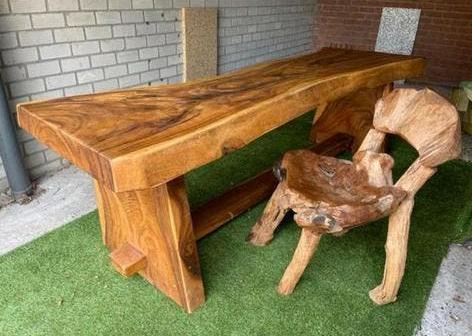 Teakwood tafel met 6 stoelen, Ophalen, Gebruikt, Teakhout, 50 tot 100 cm