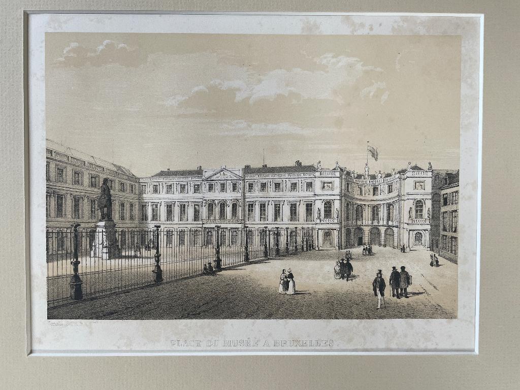 Brussel / place du musee bruxelles 1850 - P0408, Ophalen of Verzenden, Gravure, 1800 - 1899