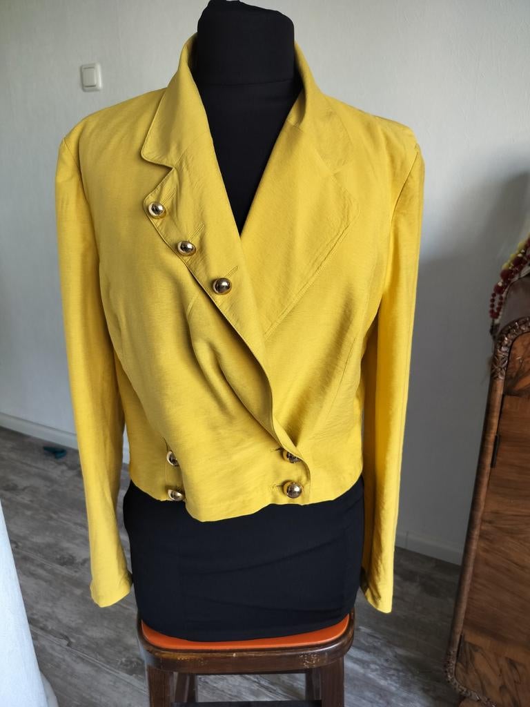 Vintage blouse/jasje met gouden knopen, Ophalen of Verzenden, Zo goed als nieuw, Maat 38/40 (M), Geel