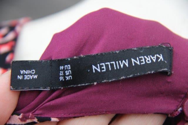 Jurk rood/ zwart/ zalm Karen Millen mt 44 Vaste prijs OPRUIM, Karen Millen, Verzenden, Maat 42/44 (L), Zo goed als nieuw