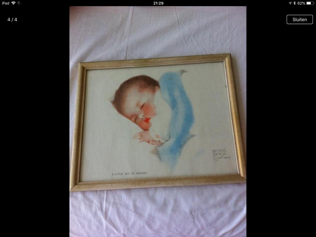 Vintage prent, gesigneerd Bessie Peage Gutmann. Waterverf., Antiek en Kunst, Ophalen of Verzenden