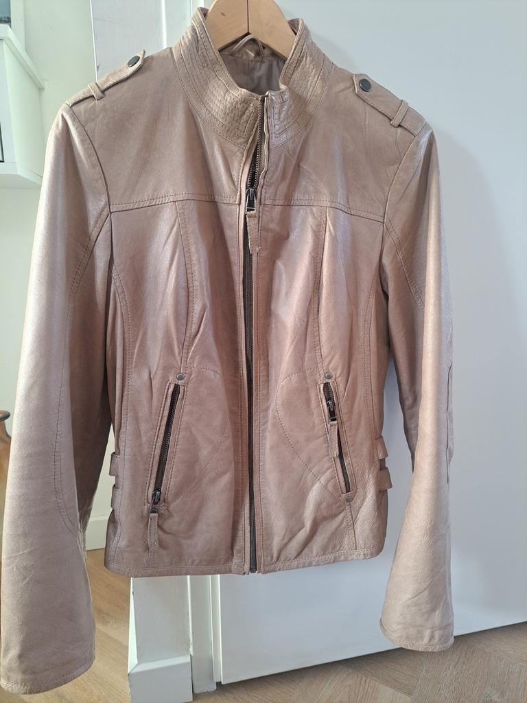 Stijlvolle Leren Dames Jas - Rino & Pelle - Maat 40, Kleding | Dames, Jassen | Zomer, Maat 38/40 (M), Beige, Ophalen of Verzenden
