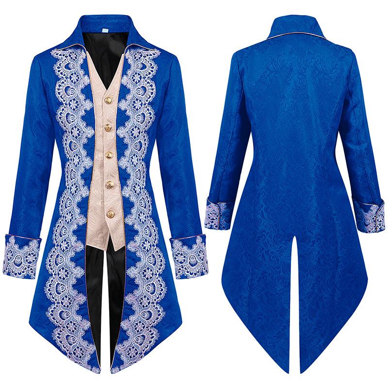 Blauwe heren steampunk jas / victoriaanse middeleeuwse, Verzenden, Nieuw, Overige maten, Kleding