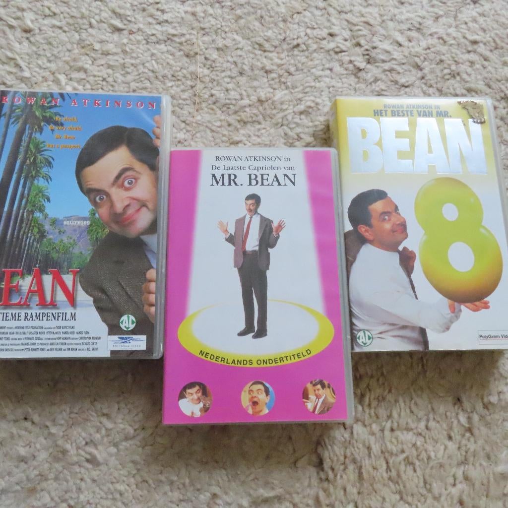 video vhs Mr Bean, Backstreetboys, Ab Fab, Ninja, Kuifje ea, Alle leeftijden, Verzenden, Zo goed als nieuw